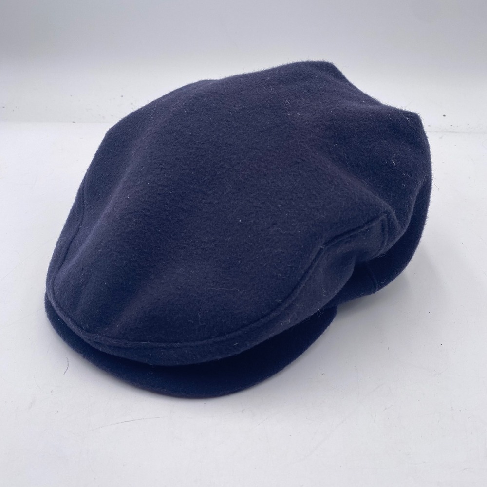 Kenneth Michael Flat Cap Hat Mens Large Navy Blue Wool Cashmere Italian Fabric